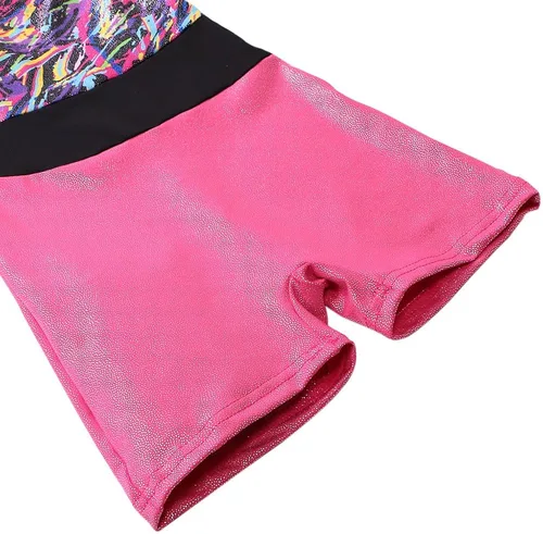 Miniatura 4 de HOZIY Leotardos de gimnasia para niñas y niños, cinta de copo de nieve, azul, morado, rosa intenso brillante, Rosa encendido