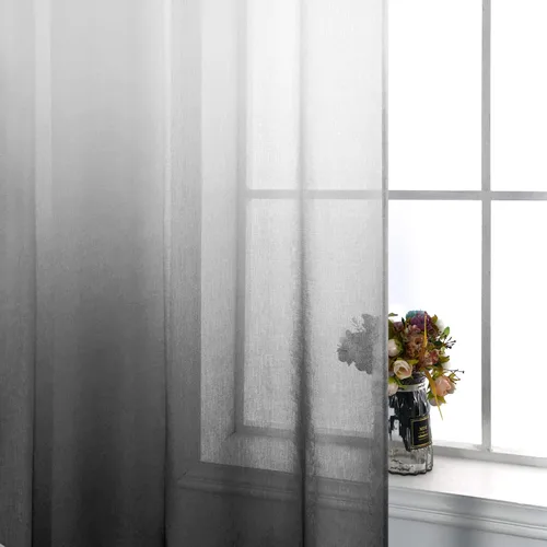Miniatura 6 de KOUFALL - Cortinas negras de 63 pulgadas de largo para dormitorio, juego de 2 paneles con ojales, cortinas semitransparentes de imitación de lino