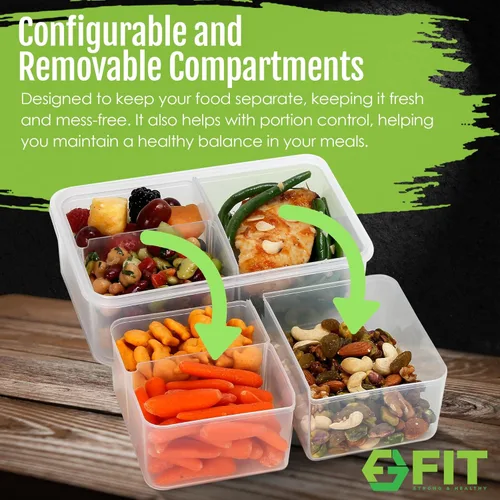 Miniatura 4 de Lonchera Bento para niños y adultos, contenedor reutilizable para preparación de comidas, contenedor de 3 compartimentos con tapa hermética