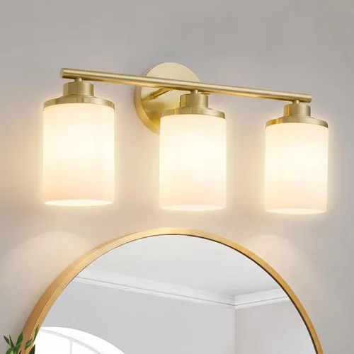 Miniatura 11 de Lámparas de baño, luces de baño negras mate, luz de tocador de 4 luces sobre espejo, moderna lámpara de tocador con vidrio esmerilado