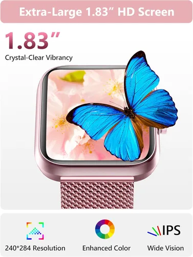 Miniatura 6 de KALINCO - Reloj inteligente para mujer [2 bandas, caja de 44mm] Alexa, rastreador de fitness, monitor de ritmo cardíaco, sueño, estrés, reloj Rosa