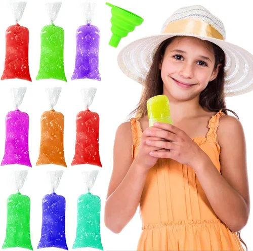 LOMIMOS 200 bolsas para hacer paletas de hielo, bolsas desechables de plástico para paletas de hielo con embudo para adultos y niños, para hacer
