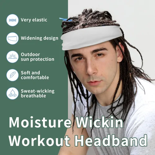 Miniatura 6 de 6 Pack Mens Running Headband, Sweatband Sports Headband for Running,Cycling,Football,Yoga,Fitness Workout Stretchy Unisex Hairband, 6