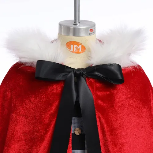 Miniatura 6 de IDOPIP Vestido de fiesta de Navidad para mujeres y niñas, vestido de tutú a cuadros rojos con capa con capucha, disfraz familiar a juego