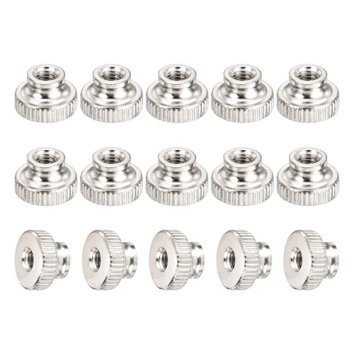 Miniatura 8 de uxcell Tuercas moleteadas, 10 piezas de perillas redondas de hierro M4x0.0.276 in para piezas de impresora 3D, tono plateado