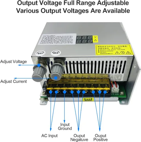 Miniatura 2 de Voltaje de salida ajustable de 1000 W y fuente de alimentación de conmutación de corriente CC Convertidor CV AC 110V-220V a DC 0-24V 40A
