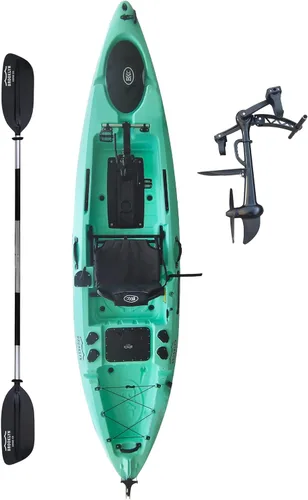 Miniatura 8 de BKC Brooklyn 12.0 Pro - Kayak de pesca individual de 12 pies manos libres, dirección de timón, casco de 70 libras, almacenamiento hermético