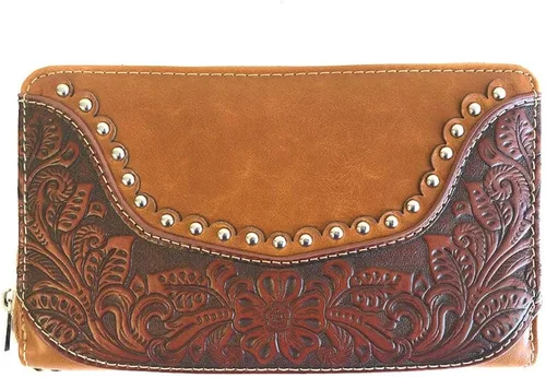 Miniatura 8 de Montana West Cartera de muñeca para mujer 2 en 1 de piel auténtica con cierre de cremallera