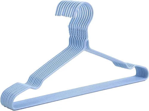 Perchas para ropa de alambre azul cielo, paquete de 10, resistentes, ahorran espacio, perchas antideslizantes para trajes, camisas, vestidos y