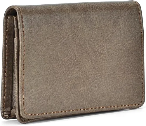 Miniatura 5 de XEYOU Funda para tarjetas de crédito para mujer, tarjetero con bolsillo frontal para mujer, Cartera plegable para tarjetas marrón oscuro, Moderno