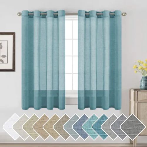 Miniatura 44 de H.VERSAILTEX Cortinas de 96 pulgadas de largo, cortinas de lino/cortinas transparentes de mezcla de lino natural/paneles/cortinas para sala