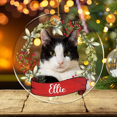 Miniatura 21 de FLOCHIL Adornos de Navidad Personalizados para Gatos Adornos de Navidad Personalizados con Foto y Nombre para Árboles de Navidad, Adornos de Navidad