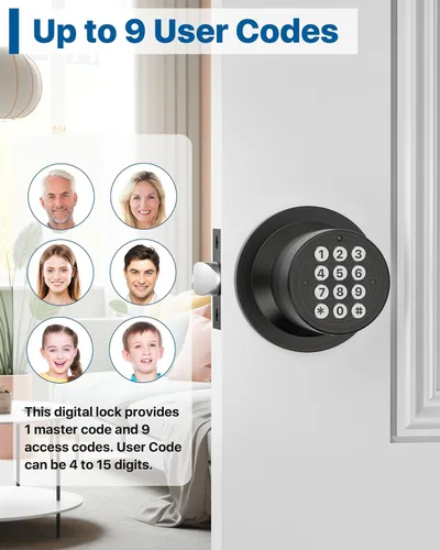 Miniatura 2 de Cerradura de entrada sin llave con código, pomo de puerta digital con teclado para dormitorio, puerta principal, garaje, hogar, apartamento, bronce