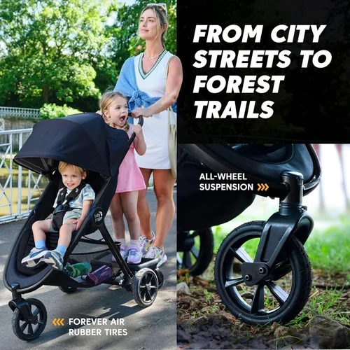 Miniatura 3 de Baby Jogger City Mini GT3 - Cochecito todo terreno con neumáticos de goma Forever Air y suspensión para todas las ruedas con hebilla magnética