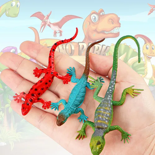 Miniatura 6 de Sumind 18 piezas de juguetes de lagarto de plástico colorido modelo falso lagarto artificial de reptil para adolescentes y adultos, figura