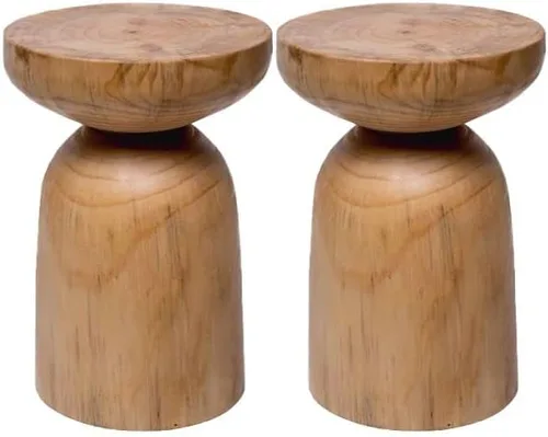 Miniatura 9 de Mesa auxiliar, mesa auxiliar redonda escandinava de madera, mesa auxiliar con pedestal para sala de estar, 1 mesa, color negro de 12.5 pulgadas
