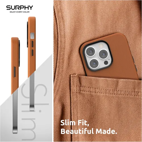 Miniatura 5 de SURPHY Compatible con iPhone 13 Pro, funda de piel sintética de alta calidad (con botones metálicos y forro de microfibra) para 13 Pro