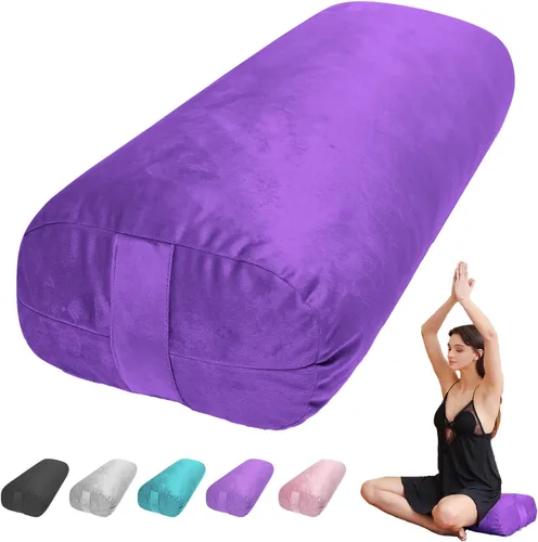 Miniatura 7 de Yoga Bolster Pillow for Restorative & Yin Yoga - Meditation Pillow with Velvet Cover - Rectangular Negro