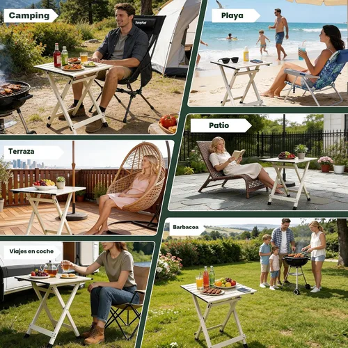 Miniatura 7 de SUNNYFEEL Mesa de camping plegable – Mesa de picnic portátil de aluminio ligero, 18.5 x 18.5 x 24.5 pulgadas para cocinar, playa, senderismo