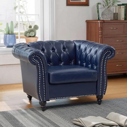 Miniatura 11 de QHITTY Sofá de Acento, Sofá Biplaza Chesterfield Moderno de Terciopelo, Sofá Tapizado con Respaldo Capitoné para Muebles de Sala de Estar (Gris)