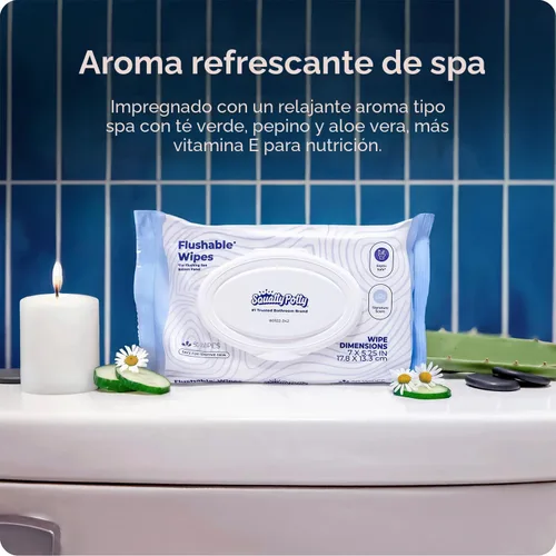 Miniatura 5 de Squatty Potty Toallitas Desechables – Paquete de 3 (150 Toallitas en Total) – 99% a Base de Agua y Plantas – Aroma de Té Verde, Pepino y Aloe Spa