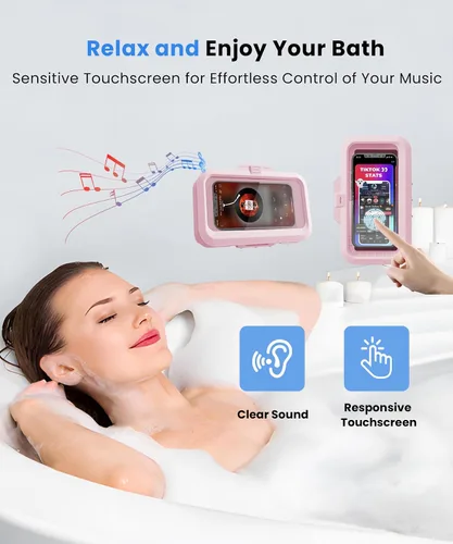 Miniatura 5 de URROY Soporte para Teléfono de Ducha Impermeable Funda para Teléfono de Ducha de Apertura con Un Toque Antivaho y Pantalla Táctil Sensible Soporte