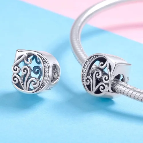 Miniatura 120 de BETTY&SARAH dije de plata esterlina 925 con forma de letra, para pulseras Pandora, letra del alfabeto, joya, regalo para mujer