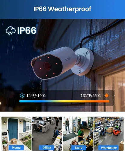 Miniatura 6 de ZOSI Cámara de seguridad HD 1080P, 2MP para interiores y exteriores, cámara de seguridad para el hogar con audio unidireccional