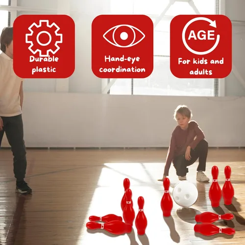 Miniatura 4 de 4E's Novelty Juego de bolos para el día de San Valentín, 10 pines rojos, 2 bolas, juego de carnaval para interiores y exteriores, juegos de fiesta