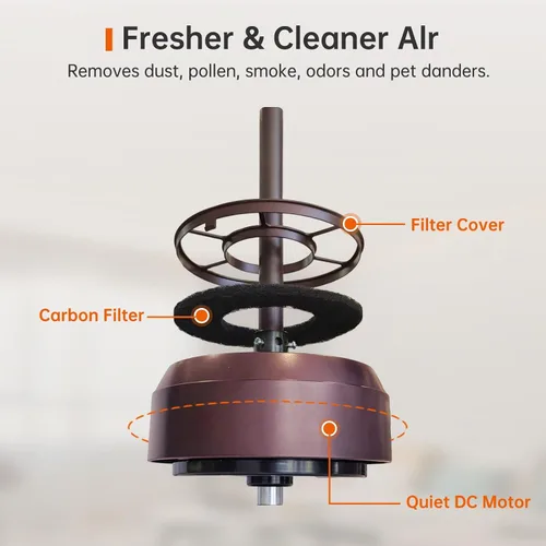 Miniatura 3 de reiga - Ventilador de techo de madera de nogal de 65 pulgadas con luces y control remoto, motor DC reversible silencioso, alto flujo de aire