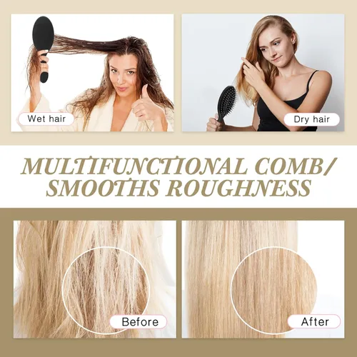 Miniatura 5 de Nuenen 6 piezas de cepillo desenredante húmedo para cabello seco, cepillo desenredante con cerdas suaves para mujeres, hombres, niñas y niños (negro)