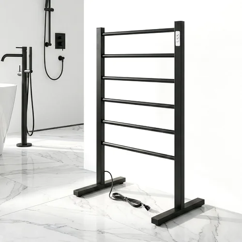 Miniatura 9 de Ibiza Freestanding Towel Warmer, Black, Plug-in, 6 Bars