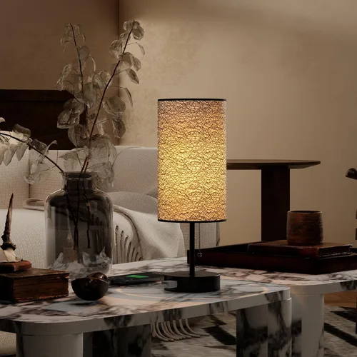 Miniatura 7 de Lámpara de mesa YIDPU para dormitorio, lámpara de mesita de noche para cabecera con tomas de corriente AC, lámpara de escritorio LED ajustable de 3