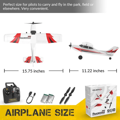 Miniatura 7 de volantexrc Avión de entrenamiento RC de 3 canales con control remoto con protector de utilería, estabilizador giroscopio de 6 ejes y 3 modos