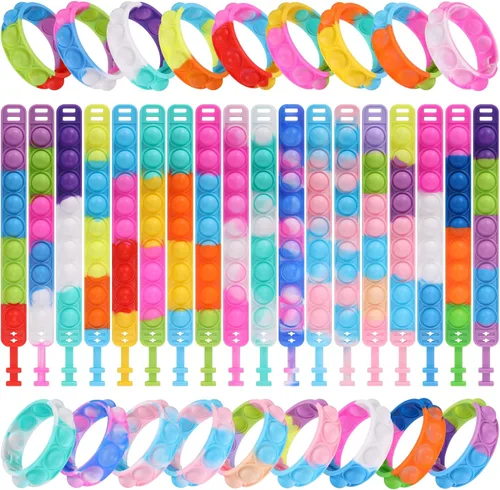 Miniatura 8 de 36 Paquetes de Juguetes Antiestrés Pop Fidget Pulseras de Fiesta para Cumpleaños Recuerdos de Fiesta para Niños 4-8, 8-12 Caja de Premios Pequeña