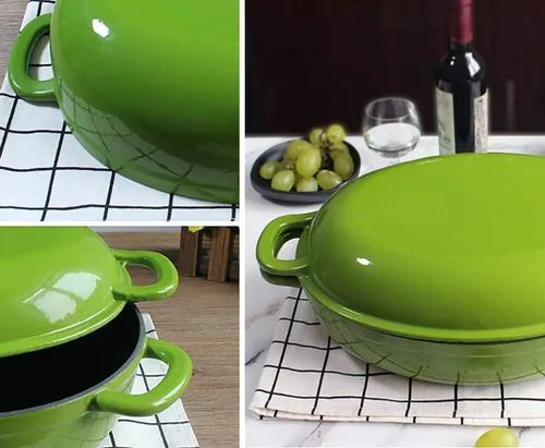 Miniatura 2 de Olla ovalada de hierro fundido, olla multiusos de hierro fundido, olla de doble uso, olla de suplemento alimenticio, olla de gas, cocina