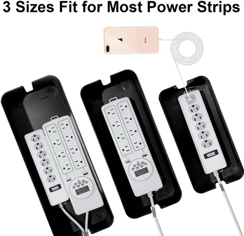 Miniatura 2 de Caja organizadora de cables, paquete de 3 cajas organizadoras de cables para escritorio, caja de cables grande, mediana y pequeña para ocultar