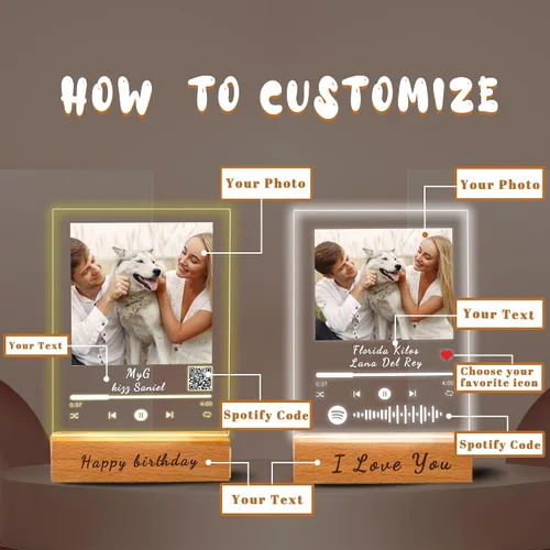 Miniatura 4 de Placa acrílica personalizada para Spotify, personaliza nuestra placa acrílica con tu canción y foto favoritas, regalos personalizados para el día