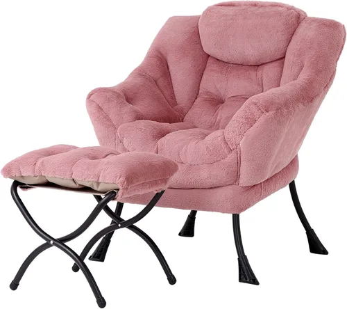 Miniatura 26 de Welnow - Silla perezosa con otomana, moderna silla de descanso con reposabrazos y bolsillo lateral, juego de sillón tapizado de ocio, sillón