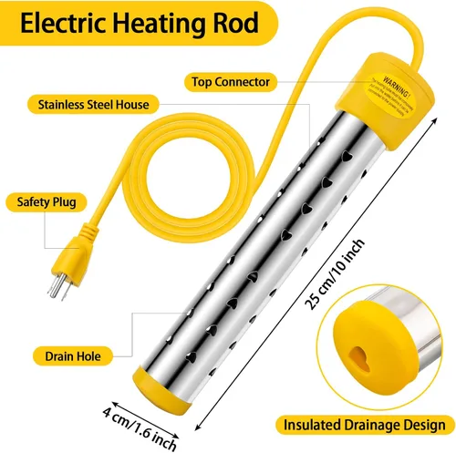 Miniatura 2 de Treela 2 calentadores de agua de inmersión portátiles eléctricos sumergibles para piscina/bañera de hidromasaje con 304 SS para bañera, cubo