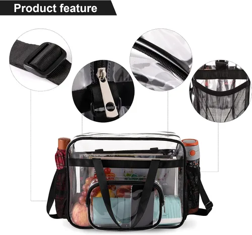 Miniatura 4 de Bolsas transparentes aprobadas para estadios, bolsa transparente + correa para el hombro, bolsa transparente grande