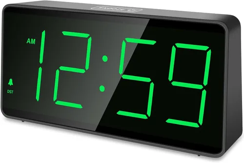 Peakeep - Reloj despertador digital a pilas para dormitorios - Inalámbrico, números grandes, 4 atenuadores, atenuación automática para personas