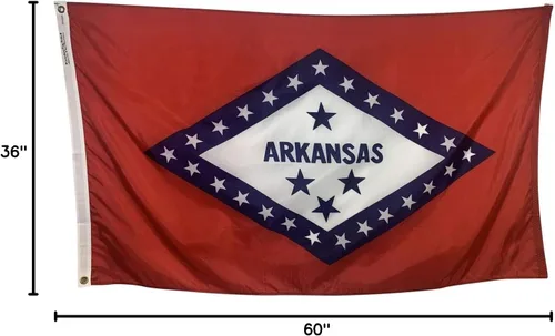Miniatura 6 de Bandera del estado de Arkansas de 3 x 5 pies, nailon para todo tipo de clima y costuras reforzadas en el extremo de la mosca, fabricada en Estados