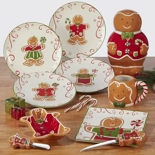 Miniatura 6 de Certified International Holiday Magic Gingerbread - Platos de canapé/almuerzo/merienda de 6 pulgadas, juego de 4