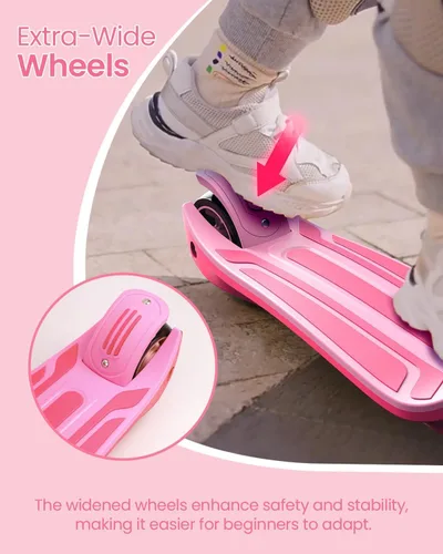 Miniatura 4 de Patinete ajustable 2 en 1 para niños de 3 a 5 años (adecuado de 3 a 12 años), manillar de 5 niveles y asiento extraíble, ruedas con luces LED, Rosa