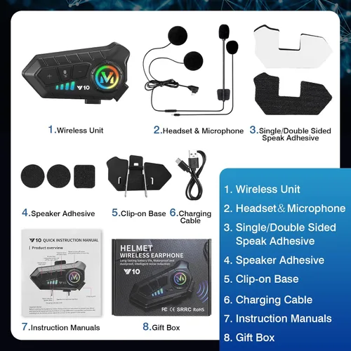 Miniatura 8 de Auriculares para casco de motocicleta FEYA con alta duración de batería, auriculares para casco IPX6, respuesta/llamada automática, control