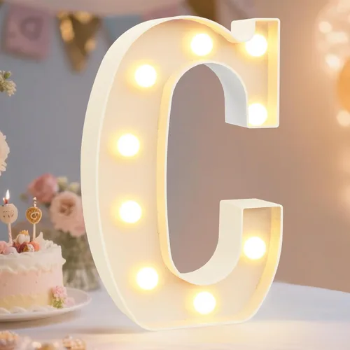 Miniatura 73 de Pooqla Letras con luces LED de marquesina, letras decorativas iluminadas en blanco cálido y blanco frío, letras del alfabeto iluminadas para niños