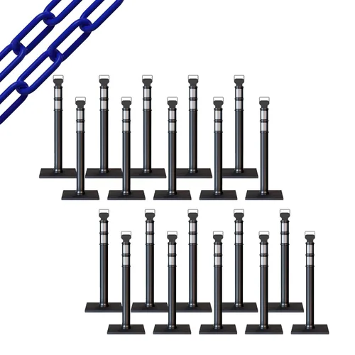 Miniatura 43 de Trafford Industrial - Juego de 20 postes de delineador de 45 pulgadas, collares reflectantes de 3 pulgadas, base de goma de 10 libras