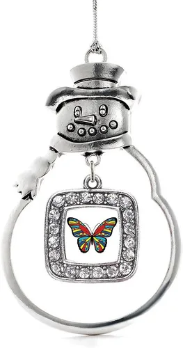 Miniatura 43 de Inspired Silver - Adorno de rodillo de reina - Adorno cuadrado de plata con muñeco de nieve con joyas de circonita cúbica