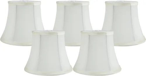 Miniatura 9 de Juego de 2 pantallas de lámpara de araña de seda sintética negra – forma de campana de respaldo suave, ajuste de clip para bombillas de candelabro